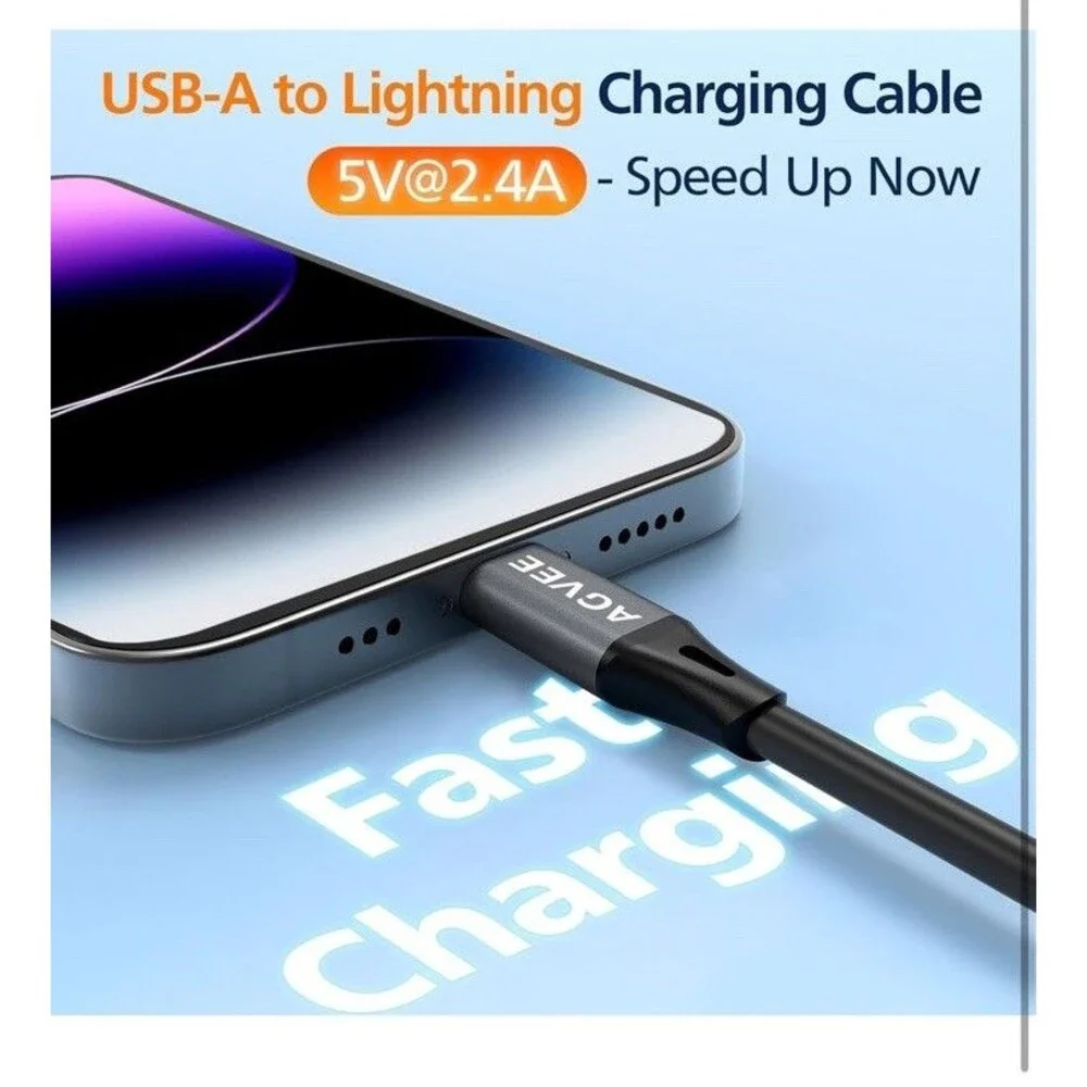 3Ft Coiled Short USB Lightning 3A Charging Cable [MFI Certified] Fast iPhone IPA